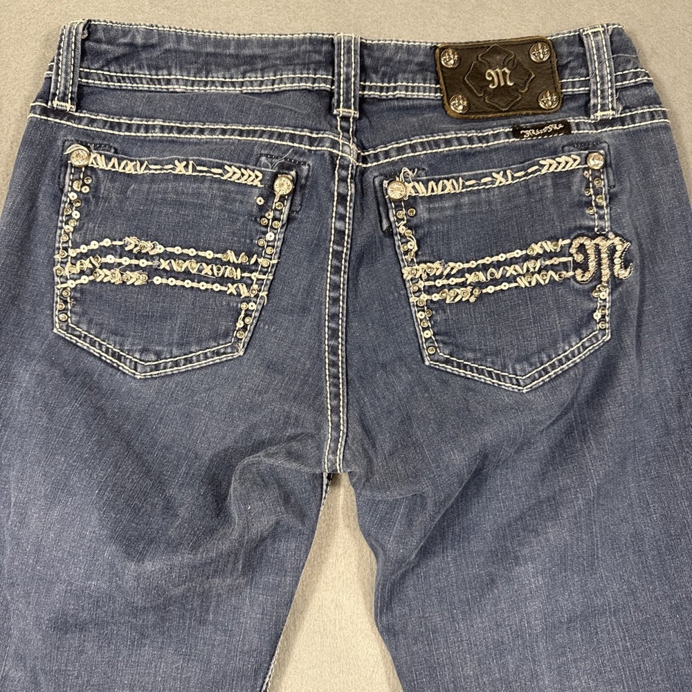 Miss Me Easy WOMENS 29x30.5 Skinny Jeans EMBELISHED THICK STITCH WHISKERING